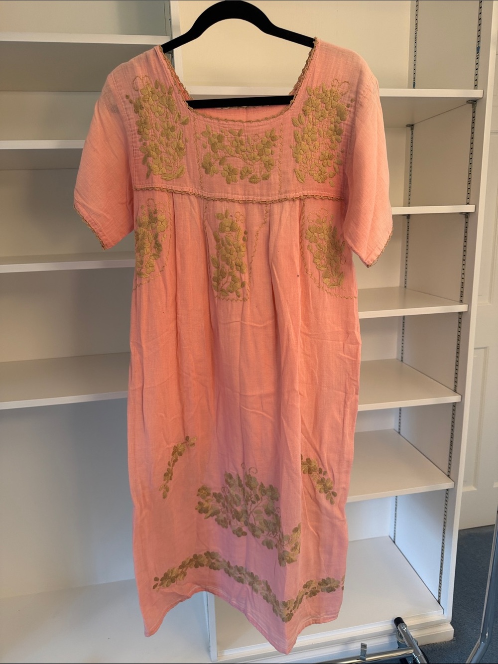 Handmade Peach with Gold Embroidery Dress
